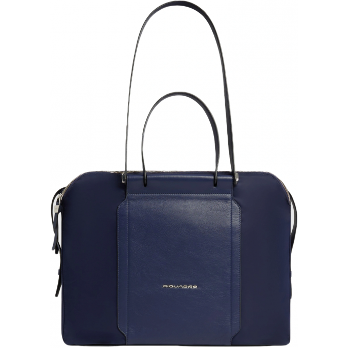 Деловая сумка женская PIQUADRO LYRA с отделением для ноутбука 14" темно-синяя натуральная кожа/нейлон BD4574W92T/BLU