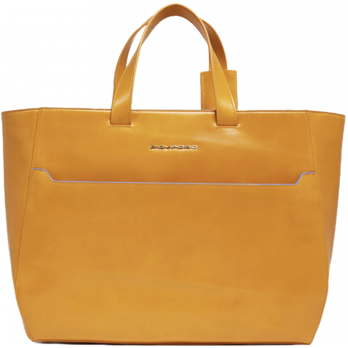 Деловая сумка PIQUADRO BLUE SQUARE с отделением для ноутбука 15.6" желтая натуральная кожа BD6680B2/G